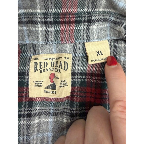 RedHead Flannel Shirt Plaid Long Sleeve 100% Cotton Mens XL - Picture 6 of 9